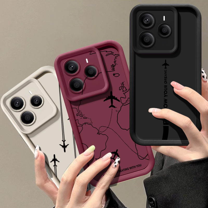 Xiaomi Redmi Note 14 - Airplane Route Pattern TPU Phone Case