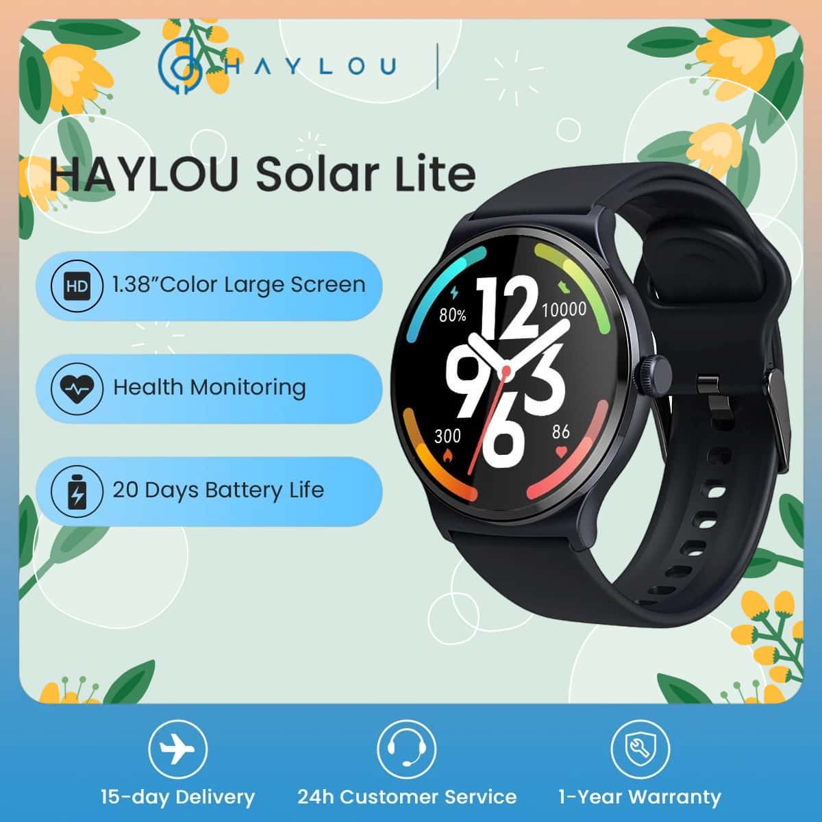 HAYLOU Solar Lite Voice Callin - Fall Detection Watch review and price